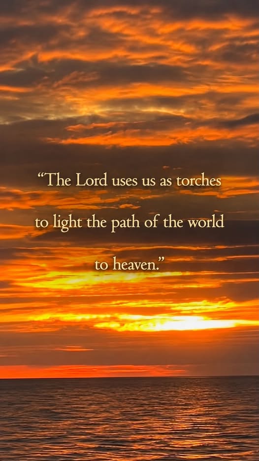 The Lord uses us as torches to light the path of the world to heaven