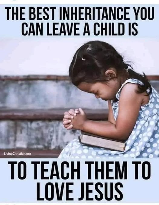 A young girl praying with a Bible - the best inheritance you can leave a child is to teach them to love Jesus